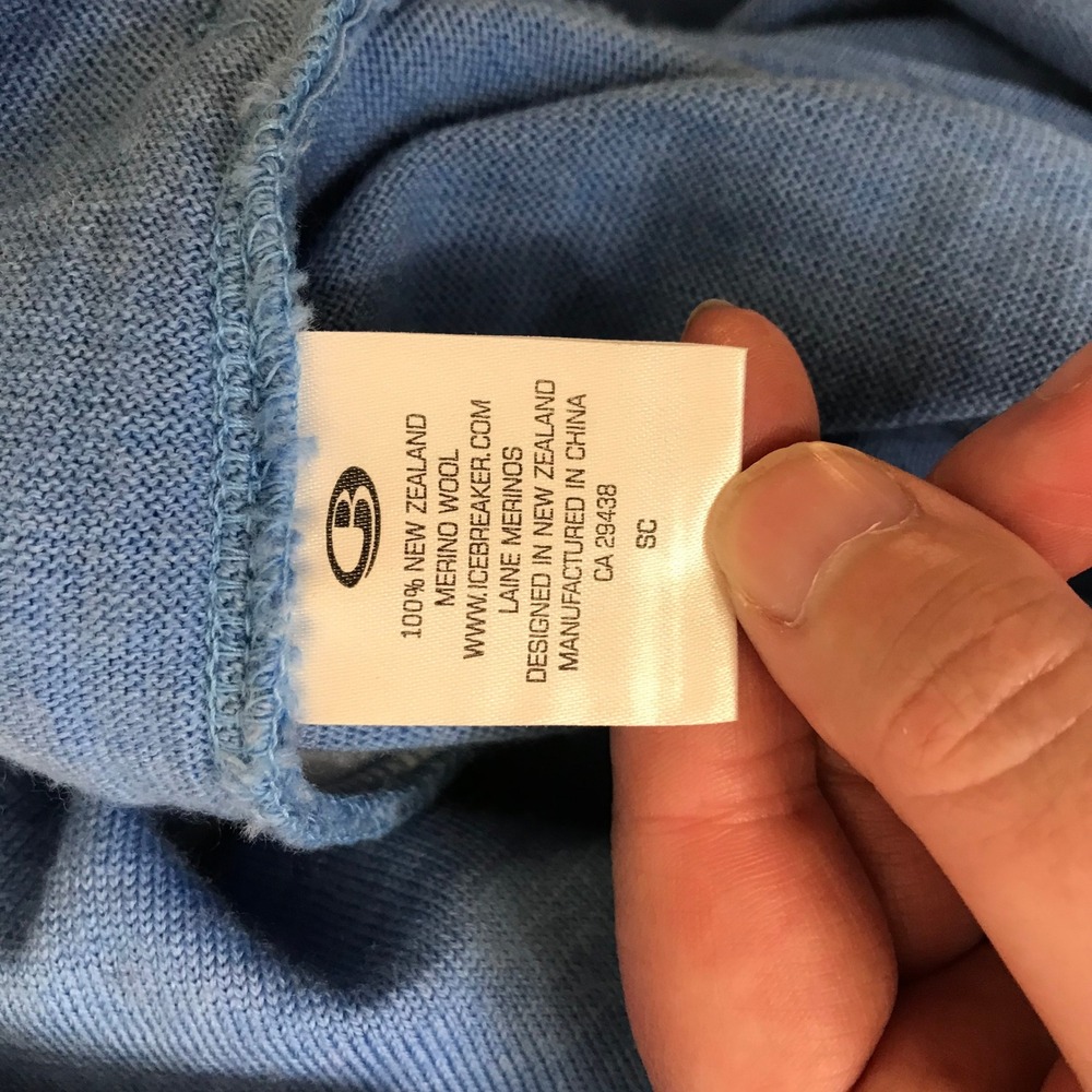 Icebreaker Sport 320 Blue 100% Merino Wool Quarter Zip Pullover WXS Thumbholes - Picture 9 of 10